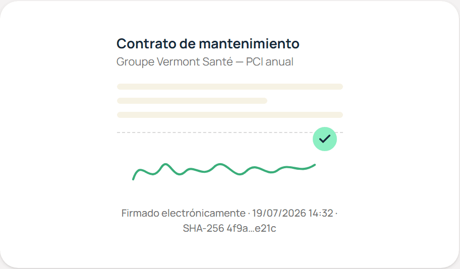 Contrato de mantenimiento firmado electrónicamente